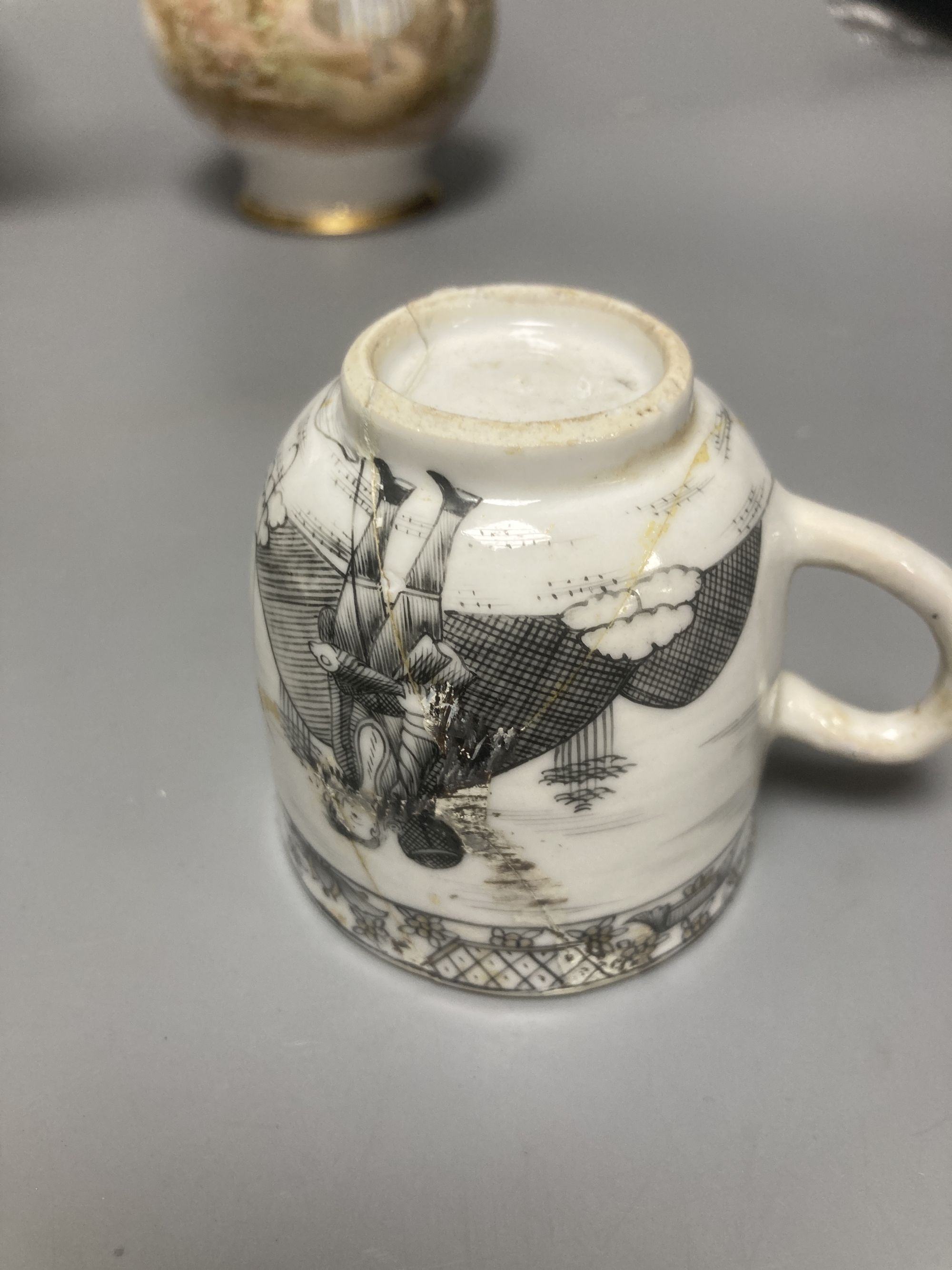 A Sevres outside decorated vase, dated 1877, Spode and Derby plates, a teapot and two other items